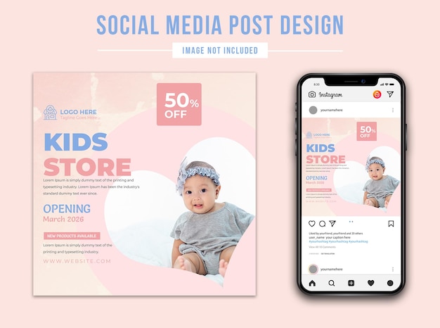 PSD 패션 홍보 판매는 소셜 미디어 게시물과 어린이와 아기 의류 가게를 위한 배너 게시물을 제공합니다.