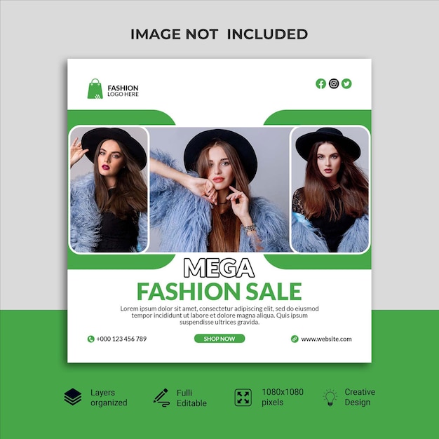 PSD fashion sale social media post en websjabloon