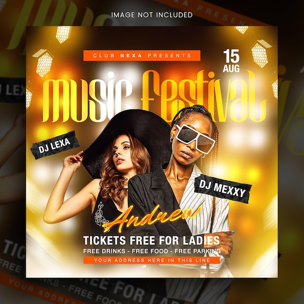 PSD psd fashion show flyer or special event party or night star party event concert flyer