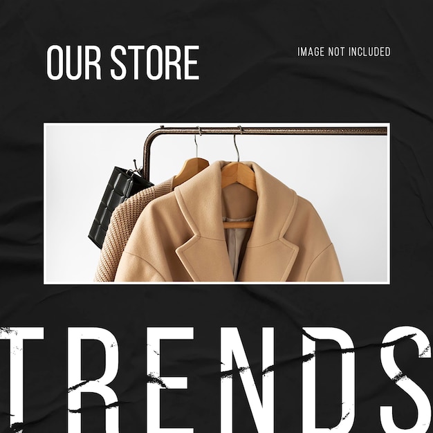 PSD psd fashion trend with black background instagram post template