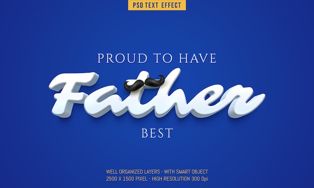 Psd father's day on blue background with editable text effect 3d style