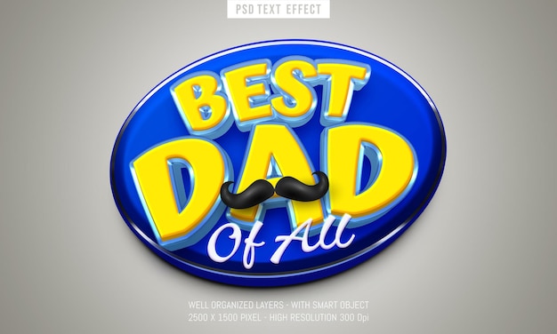 PSD psd father's day quotes best dad of all with editable text effect 3d style