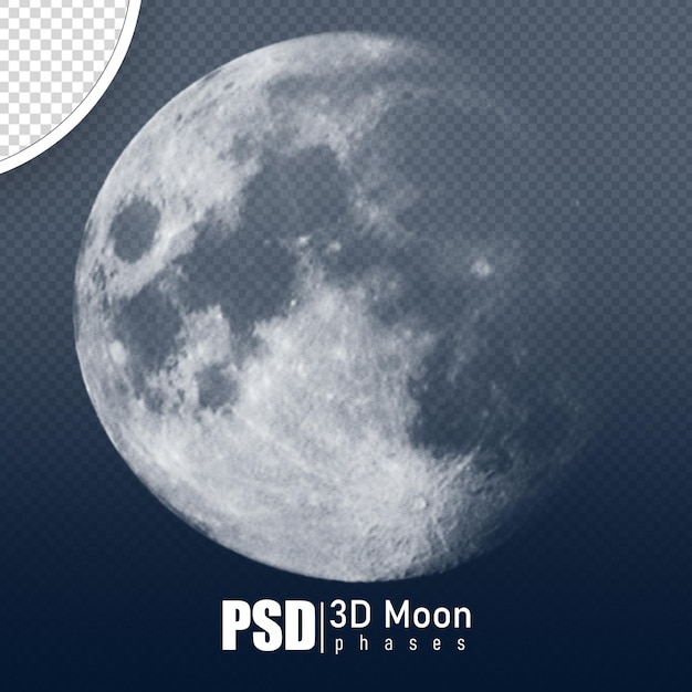 PSD fazy księżyca 3d renderują realistycznie bez tła
