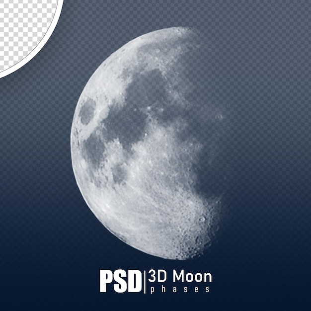 PSD fazy księżyca 3d renderują realistycznie bez tła
