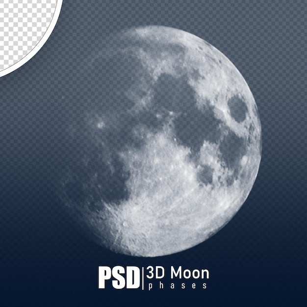 PSD fazy księżyca 3d renderują realistycznie bez tła