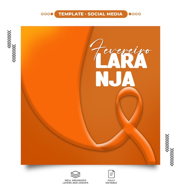 PSD psd february orange month of the fight against leukemia social media editable psd