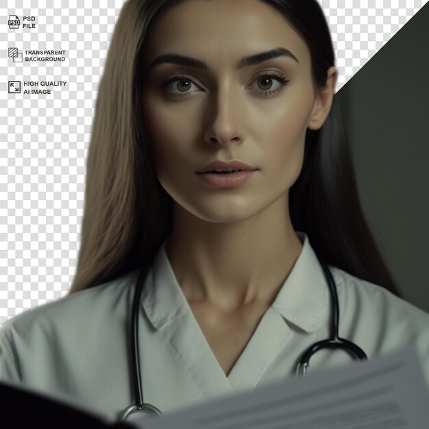 PSD psd female doctor isolated on transparent background