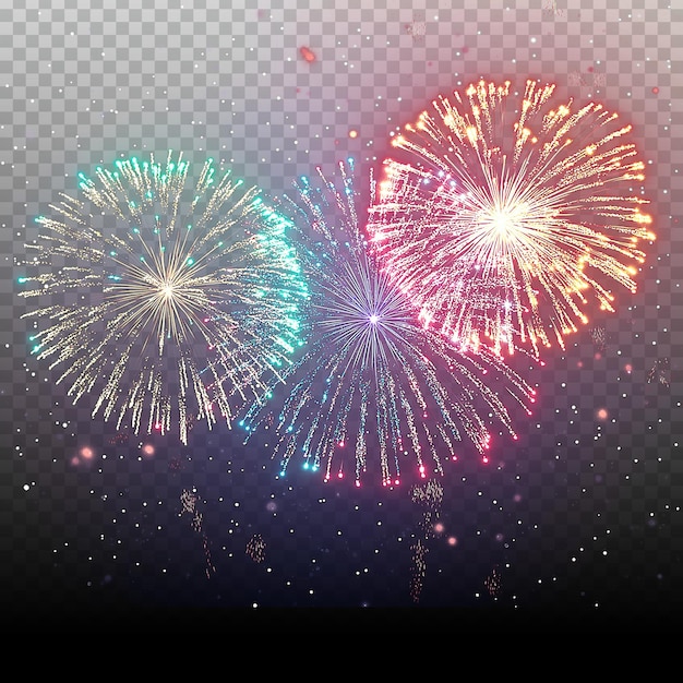 PSD festive fireworks on an isolated transparent background Fireworks png salute explosion png