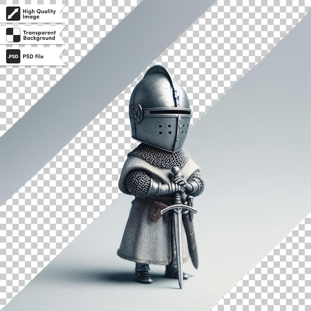 Psd a figurine of a knight with a sword and a shield on transparent background
