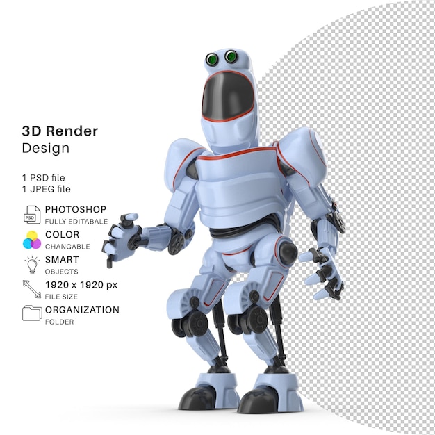PSD-fil med 3D-rendering af robot: Realistisk robot