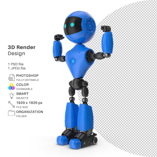 PSD-fil med 3D-rendering af robot: Realistisk robot
