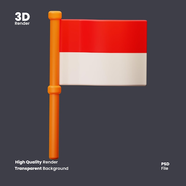 PSD psd file 3d rendering of indonesia national flag