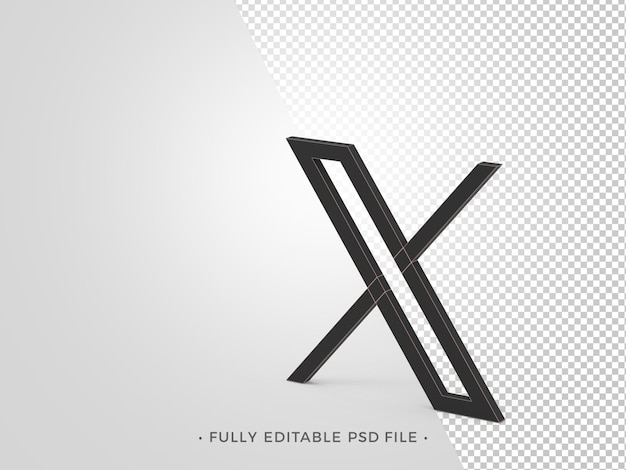 Редактируемый Psd-файл 3D X Логотип Twitter ранее