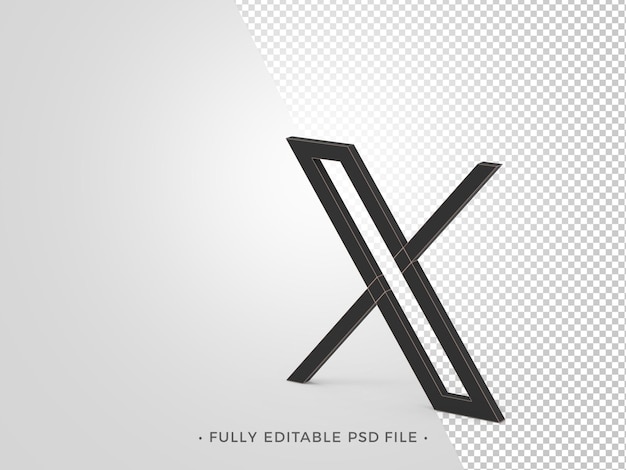 Psd file editable 3d x logo twitter previously