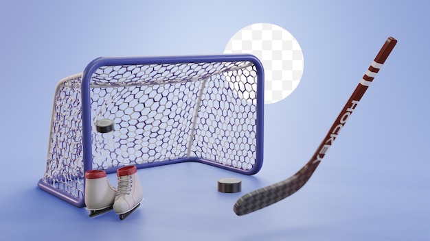 ホッケーゲームの3DアイコンのPSDファイルイラスト