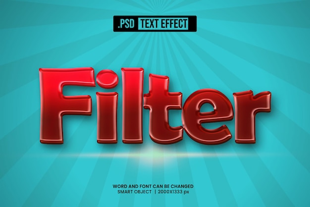 psd filter 3d editable text effect style