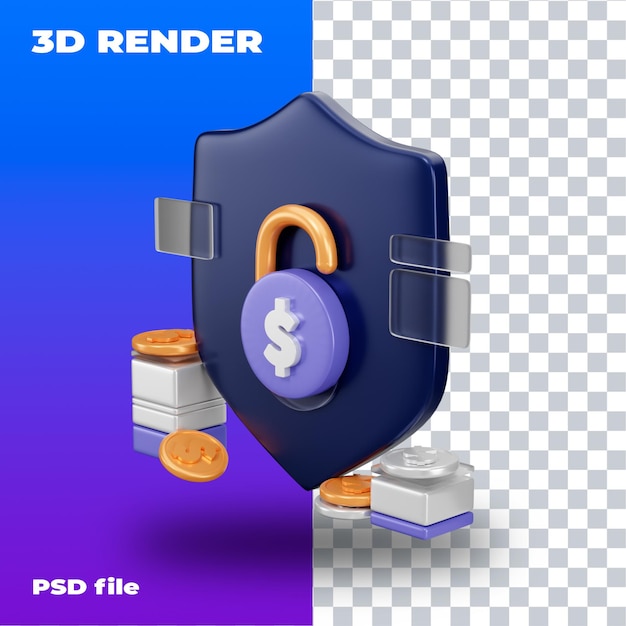 PSD psd financial security illustration 3d rendering 3d icon