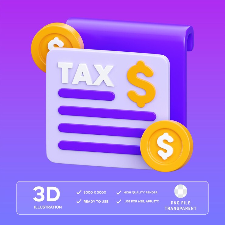 PSD psd financial tax 3d illustration