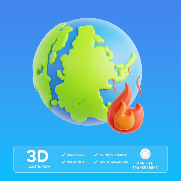 PSD psd огненная земля 3d иллюстрация