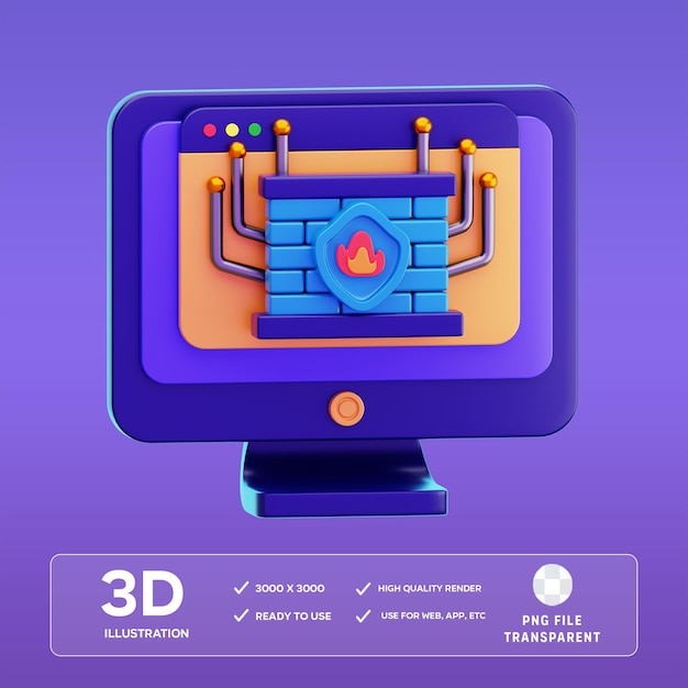 psd firewall icon 3d illustration
