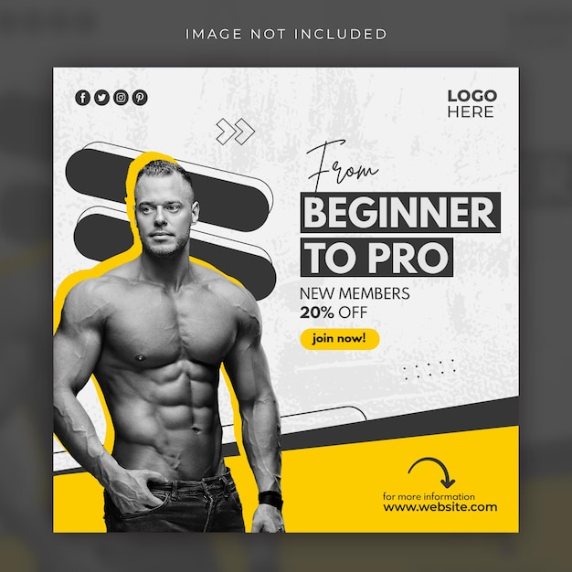 Psd fitness gym flyer social media post web banner template design