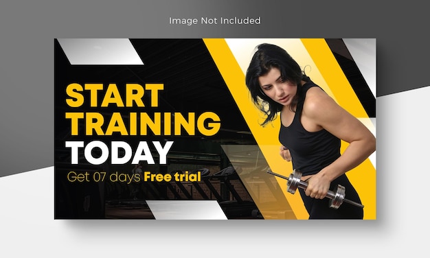 psd fitness youtube channel thumbnail and gym web banner fitness club youtube thumbnail