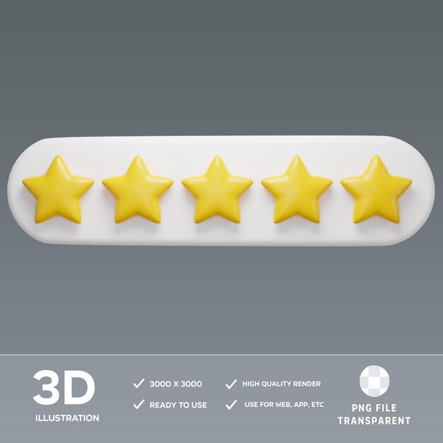psd five star rating 3d illustration