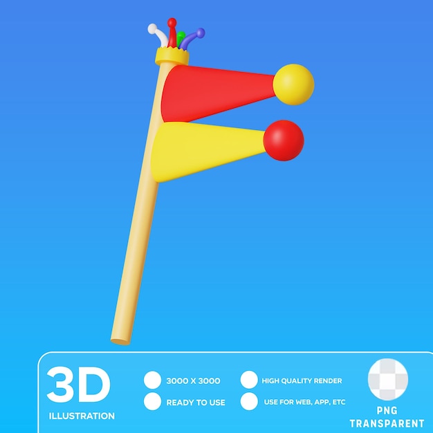 PSD psd flag clown 3d illustration