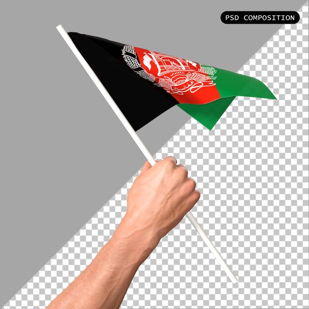 PSD psd flag country of afghanistan holding hand isolated 3d render illustration