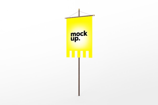 psd flag mockup template 3d object editable background color