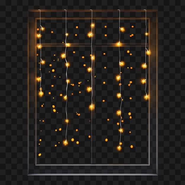 PSD psd of flameless led window string lights with warm yellow color wh collage y2k clipart cyber tech