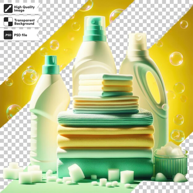 Psd-flessen met reinigingsmiddelen op transparante achtergrond
