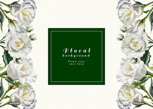 PSD psd floral background with beautiful isolated flowers and leaves