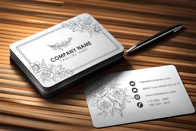 PSD psd floral business card mockup