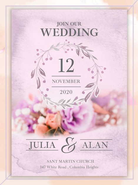 PSD psd floral minimal wedding poster template