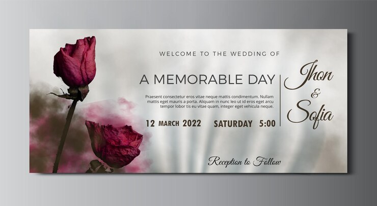 PSD psd floral wedding invitation banner template