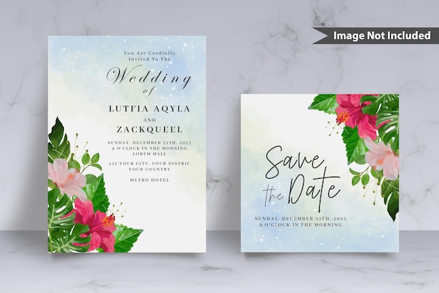 Psd floral wedding invitation card template