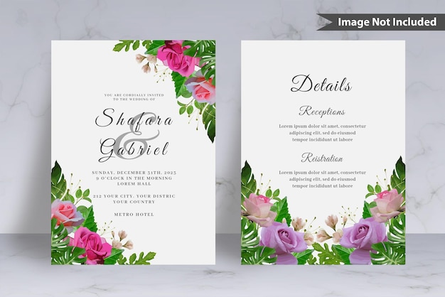 PSD psd floral wedding invitation card template