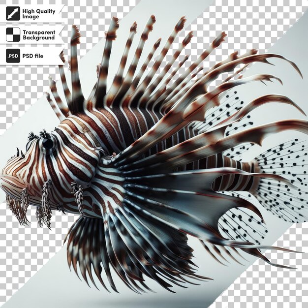 PSD フロリダのライオンフィッシュ (psd florida lionfish) は海辺近くで透明な背景に生息する侵入種です