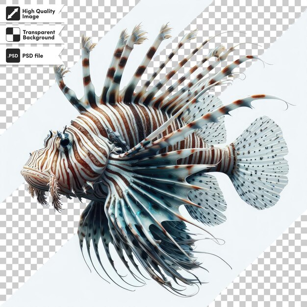 PSD psd florida lionfish are an invasive species found near the coast on transparent background with edi