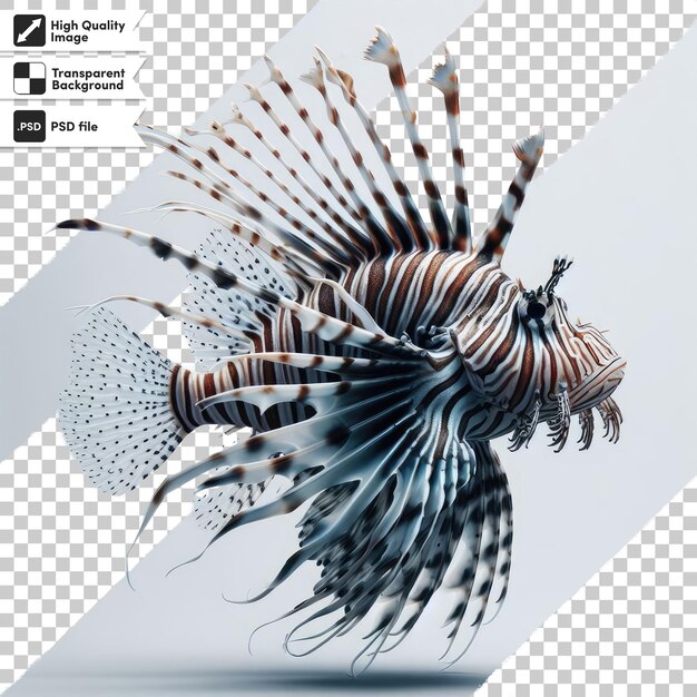 PSD psd florida lionfish are an invasive species found near the coast on transparent background with edi