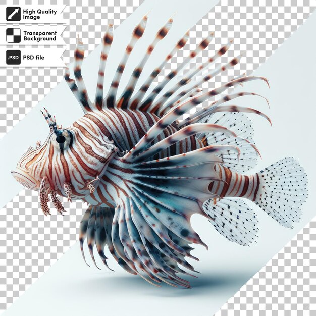 Psd florida lionfish are an invasive species found near the coast on transparent background with edi