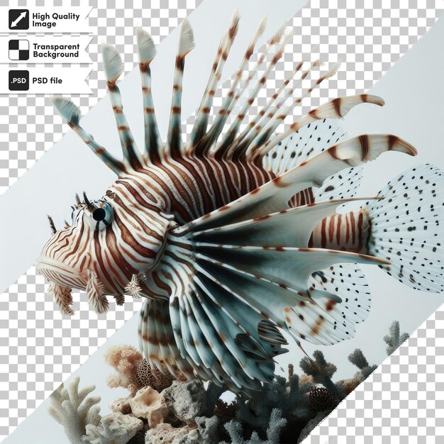 PSD psd florida lionfish are an invasive species found near the coast on transparent background with edi