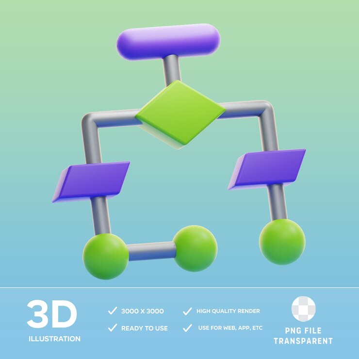PSD psd flow chart 3d illustration