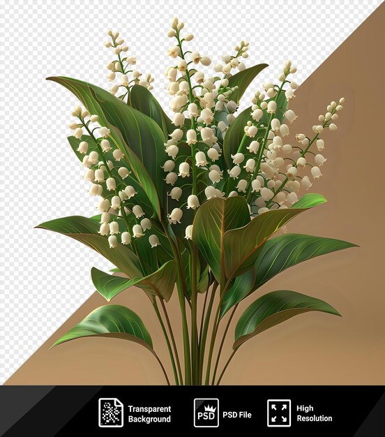 PSD psd flowers lilies of the valley in a glass vase png