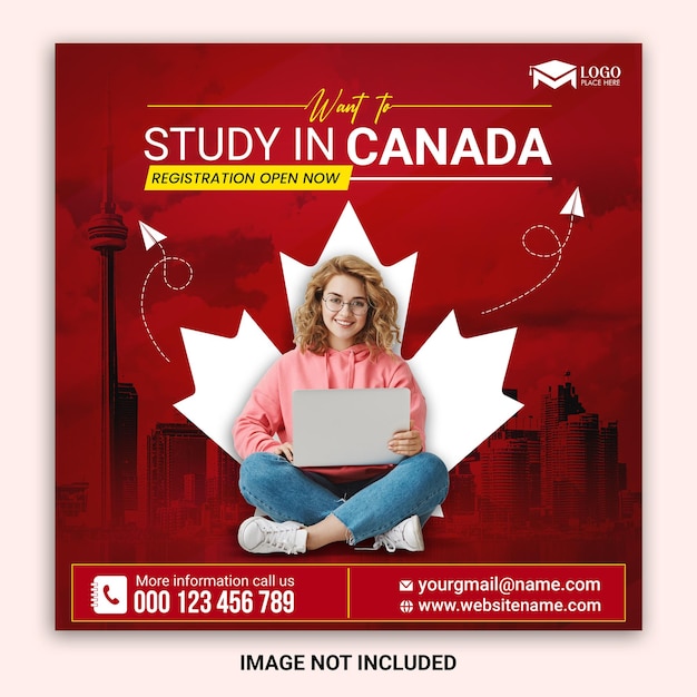 PSD psd a flyer for a college student study in canada or social post template