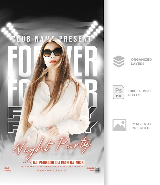 PSD flyer party post and story