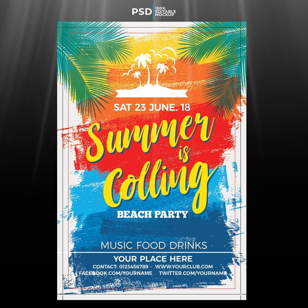 PSD psd flyer summer colling beach party