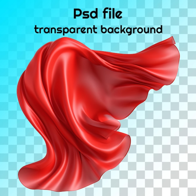 PSD psd flying red silk fabric transparent background