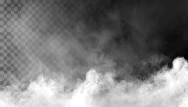 PSD Fog or smoke isolated transparent background White cloudiness mist smog dust vapor PNG
